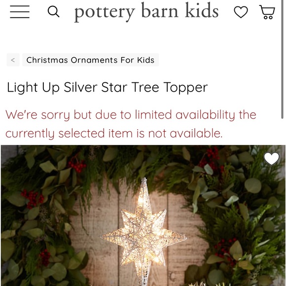 Pottery Barn Kids Shiny, Sparkly, and Glittery Light Up Silver Star Tree Topper - Picture 16 of 16